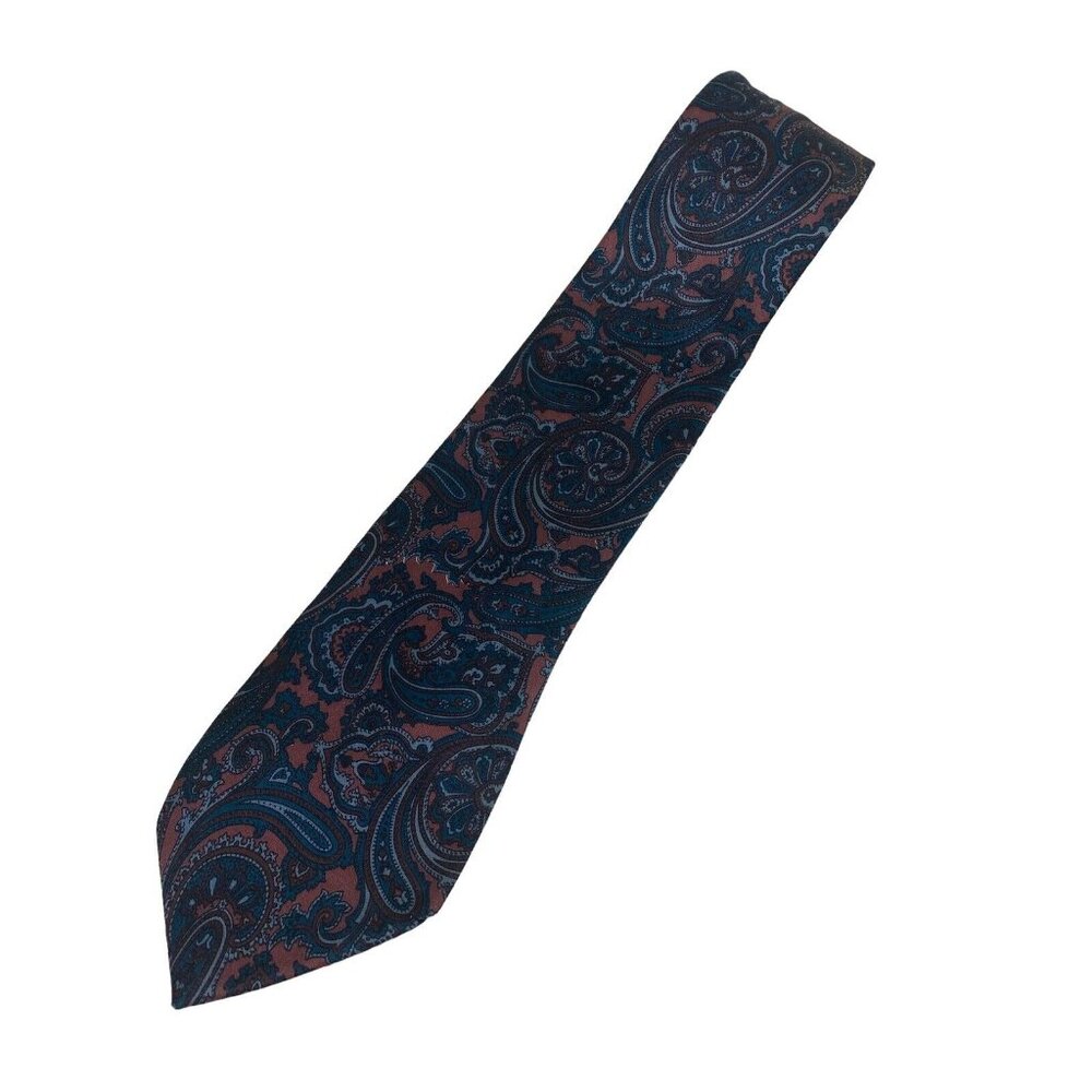 Vintage FRATELLI Men’s Blue Pink  Paisley 100% Silk Tie Made In Italy 3.5 X 60”